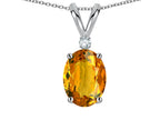 Star K Oval 7x5mm Genuine Citrine Classic Rabbit Ears Pendant Necklace