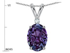 Star K Oval 7x5mm Simulated Alexandrite Classic Rabbit Ears Pendant Necklace