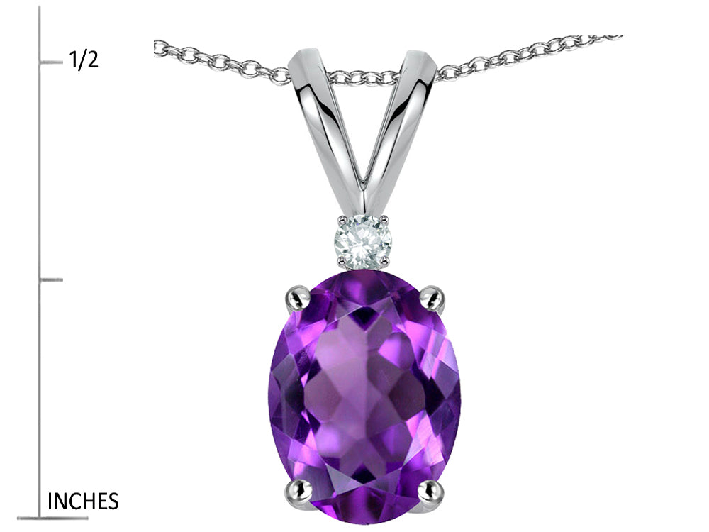 Star K Oval 7x5mm Genuine Amethyst Classic Rabbit Ears Pendant Necklace