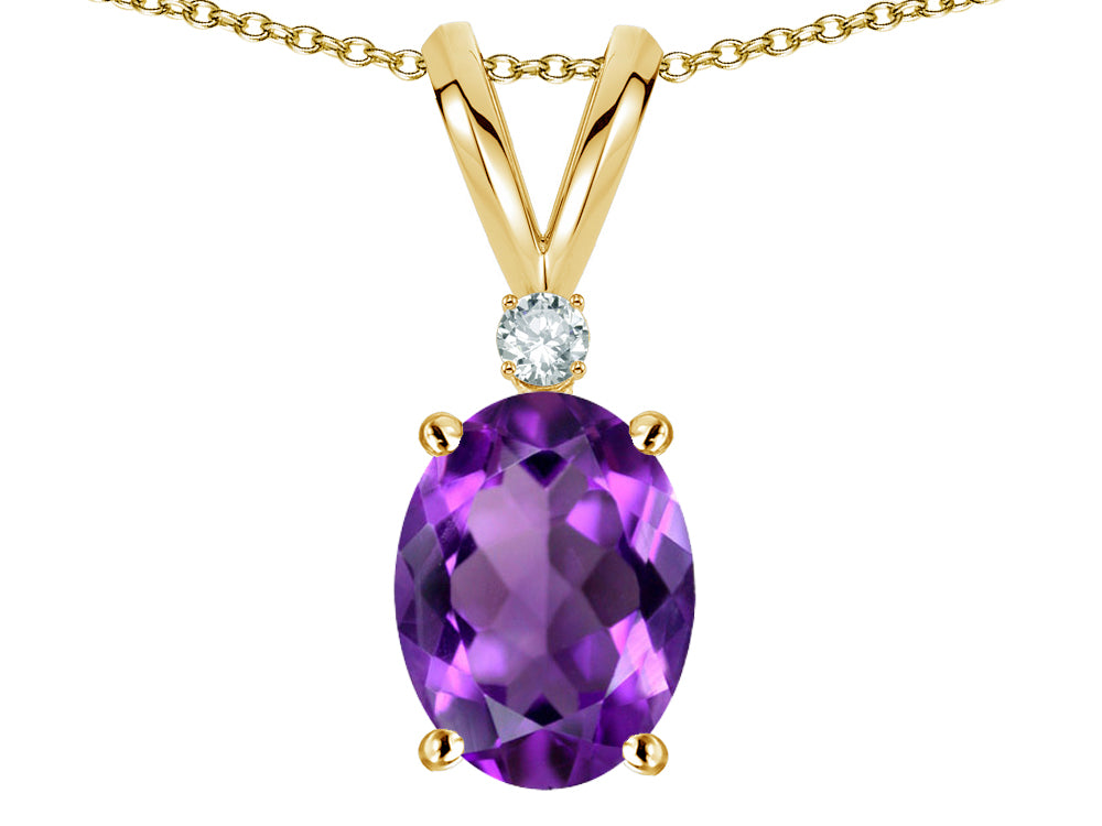 Star K Oval 7x5mm Genuine Amethyst Classic Rabbit Ears Pendant Necklace