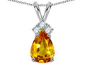 Star K Pear Shape 8x6mm Genuine Citrine Rabbit Ear Pendant Necklace