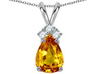 Star K Pear Shape 8x6mm Genuine Citrine Rabbit Ear Pendant Necklace
