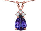 Star K Pear Shape 8x6mm Genuine Iolite Rabbit Ear Pendant Necklace