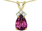 Star K Pear Shape 8x6mm Genuine Rhodolite Rabbit Ear Pendant Necklace