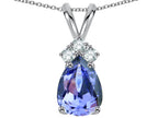 Star K Pear Shape 8x6mm Genuine Tanzanite Rabbit Ear Pendant Necklace
