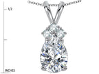 Star K Pear Shape 8x6mm White Topaz Rabbit Ear Pendant Necklace