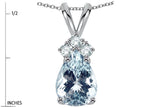 Star K Classic Pear Shape 8x6mm Genuine Aquamarine Rabbit Ear Pendant Necklace