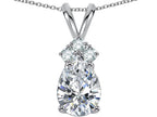 Star K Pear Shape 8x6mm White Topaz Rabbit Ear Pendant Necklace
