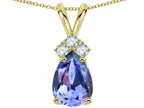 Star K Pear Shape 8x6mm Genuine Tanzanite Rabbit Ear Pendant Necklace