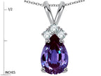 Star K Pear Shape 8x6mm Simulated Alexandrite Rabbit Ear Pendant Necklace
