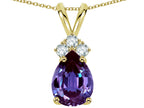 Star K Pear Shape 8x6mm Simulated Alexandrite Rabbit Ear Pendant Necklace