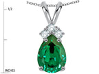 Star K Pear Shape 8x6mm Simulated Emerald Rabbit Ear Pendant Necklace