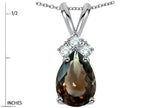 Star K Pear Shape 8x6mm Genuine Smoky Quartz Rabbit Ear Pendant Necklace