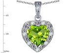 Star K 14k White Gold Heart Shape Genuine Peridot Halo Pendant Necklace