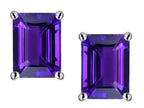 Star K Emerald Cut 8x6mm Genuine Amethyst Earrings Studs