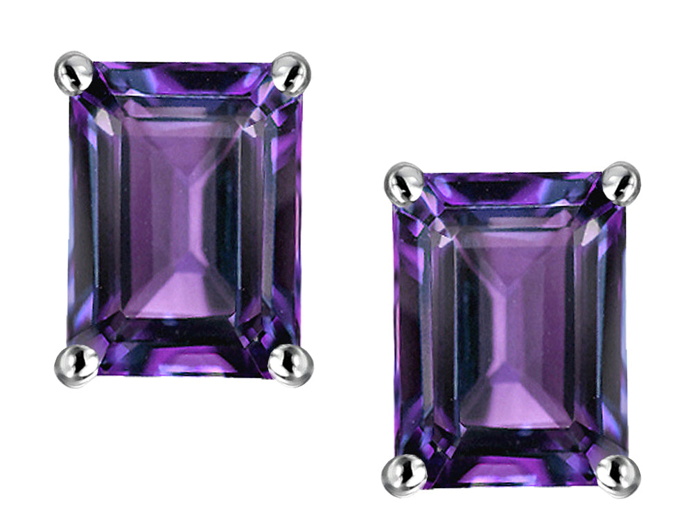 Star K Emerald Cut 8x6mm Simulated Alexandrite Earrings Studs