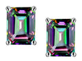 Star K Emerald Cut 8x6mm Rainbow Mystic Topaz Earrings Studs