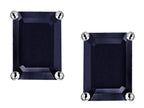Star K Emerald Cut 8x6mm Genuine Black Sapphire Earrings Studs