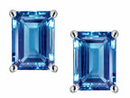 Star K Emerald Cut 8x6mm Genuine Blue Topaz Earrings Studs