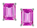 Star K Emerald Cut 8x6mm Created Pink Sapphire Earrings Studs