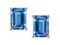 Star K Emerald Cut 7x5mm Genuine Blue Topaz Earrings Studs