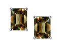 Star K Emerald Cut 7x5mm Genuine Smoky Quartz Earrings Studs