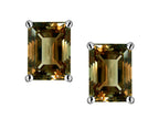 Star K Emerald Cut 7x5mm Genuine Smoky Quartz Earrings Studs