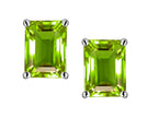Star K Emerald Cut 7x5mm Genuine Peridot Earrings Studs