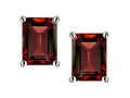Star K Emerald Cut 7x5mm Genuine Garnet Earrings Studs