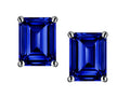 Star K Emerald Cut 7x5mm Created Sapphire Earrings Studs