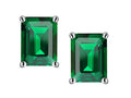 Star K Emerald Cut 7x5mm Simulated Emerald Earrings Studs