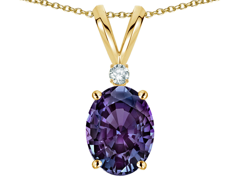 Star K Oval 7x5mm Simulated Alexandrite Pendant Necklace