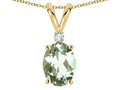 Star K Oval 7x5mm Genuine Green Amethyst Pendant Necklace