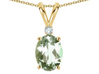 Star K Oval 7x5mm Genuine Green Amethyst Pendant Necklace