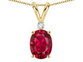 Star K Oval 7x5mm Created Ruby Pendant Necklace