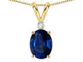 Star K Oval 7x5mm Created Sapphire Pendant Necklace