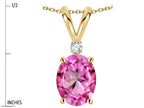 Star K Oval 7x5mm Created Pink Sapphire Pendant Necklace