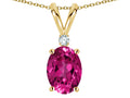 Star K Oval 7x5mm Simulated Pink Tourmaline Pendant Necklace
