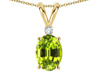 Star K Oval 7x5mm Genuine Peridot Pendant Necklace