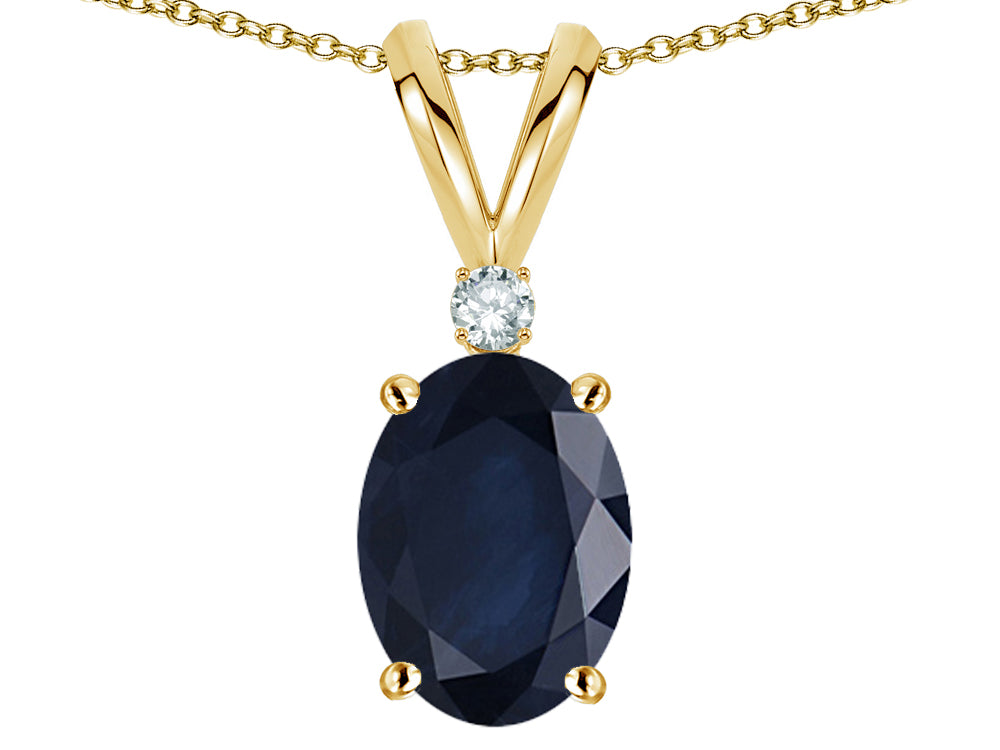 Star K Oval 7x5mm Genuine Sapphire Pendant Necklace