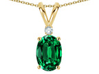 Star K Oval 7x5mm Simulated Emerald Pendant Necklace