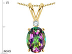 Star K Oval 7x5mm Rainbow Mystic Topaz Pendant Necklace
