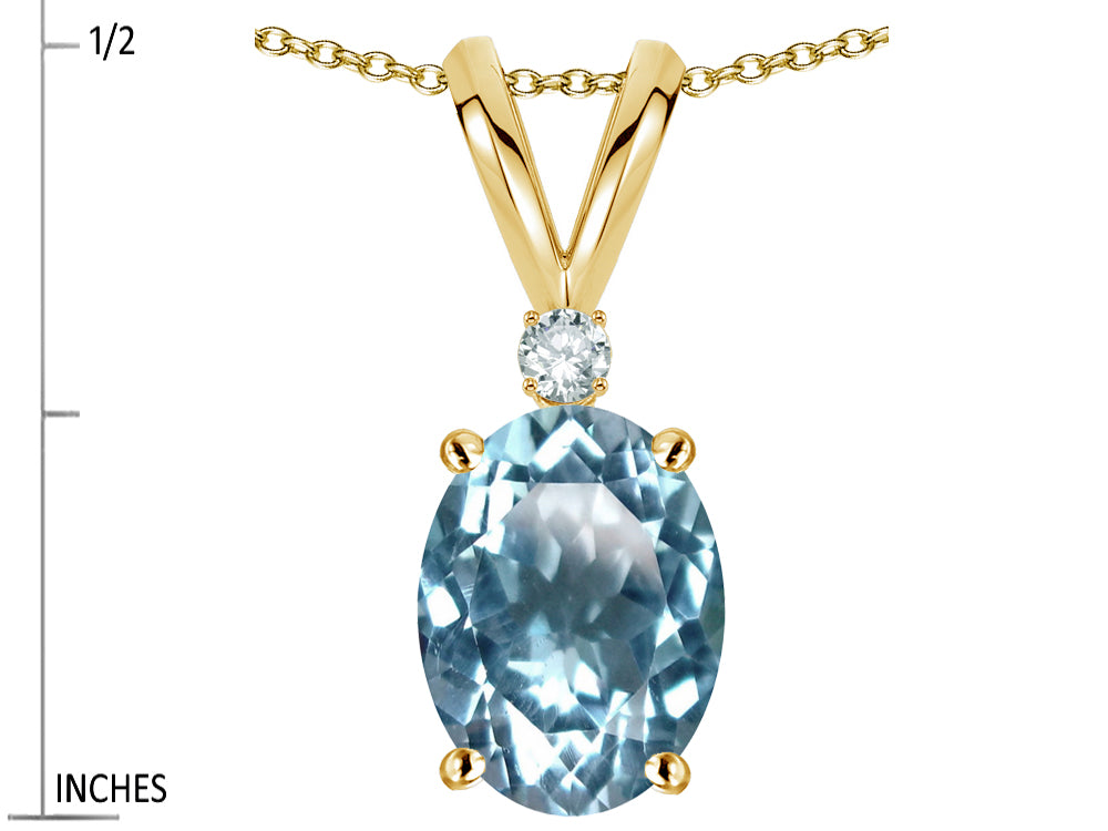 Star K Oval 7x5mm Genuine Sky Blue Topaz Pendant Necklace