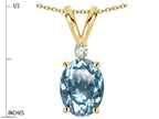 Star K Oval 7x5mm Genuine Sky Blue Topaz Pendant Necklace