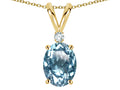 Star K Oval 7x5mm Genuine Sky Blue Topaz Pendant Necklace