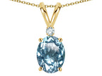 Star K Oval 7x5mm Genuine Sky Blue Topaz Pendant Necklace