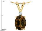 Star K Oval 7x5mm Genuine Smoky Quartz Pendant Necklace