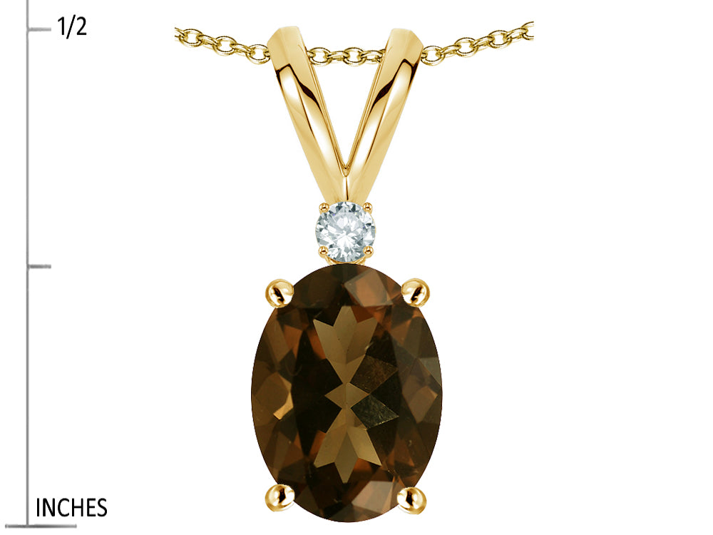 Star K Oval 7x5mm Genuine Smoky Quartz Pendant Necklace