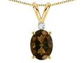 Star K Oval 7x5mm Genuine Smoky Quartz Pendant Necklace