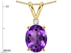 Star K Oval 8x6mm Genuine Amethyst Rabbit Ear Pendant Necklace